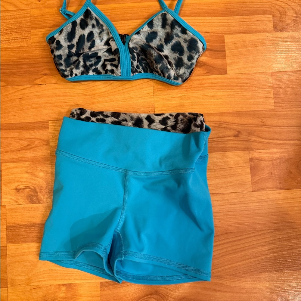 Blue Leopard Print Kids Activewear Set
